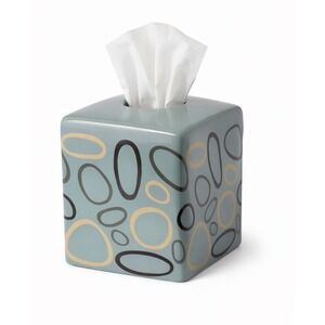 Angela Adams VTG MCM Tissue Box Holder Bathroom Ceramic Retro Blue 5.5" Lulu